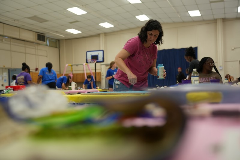 volunteers in the multipurpose room