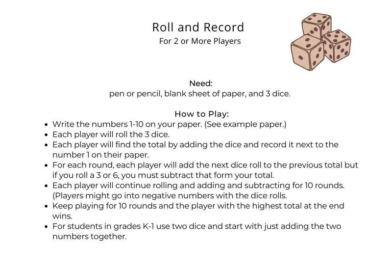 Roll and Record Directions