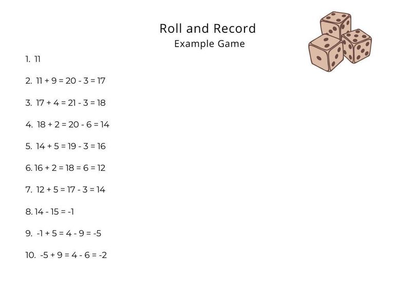 Roll and Record Example Game