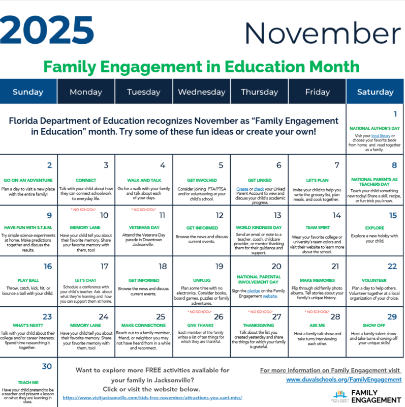 November Family Engagement Calendar