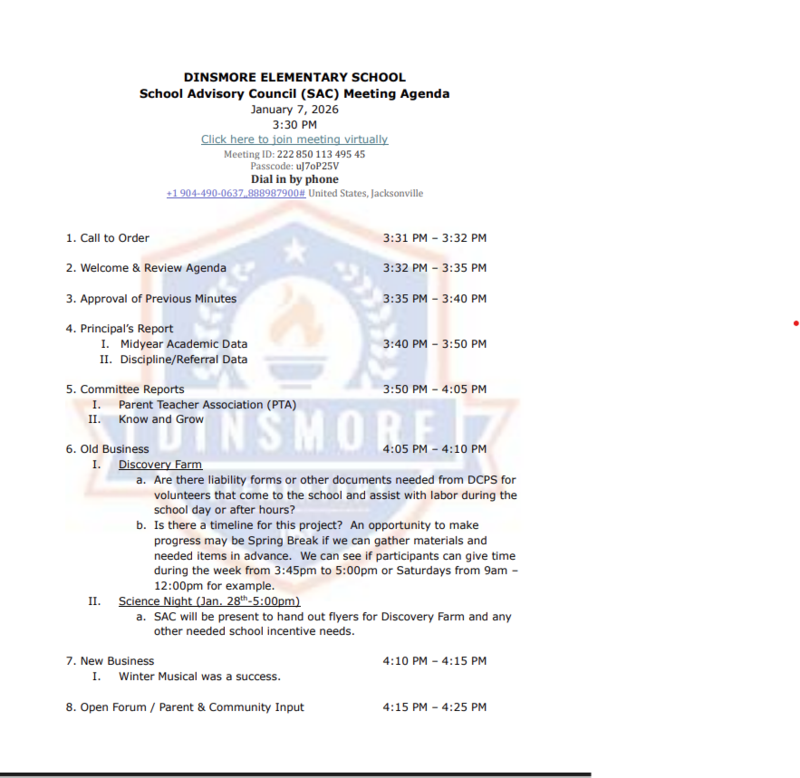 SAC Agenda 1/26