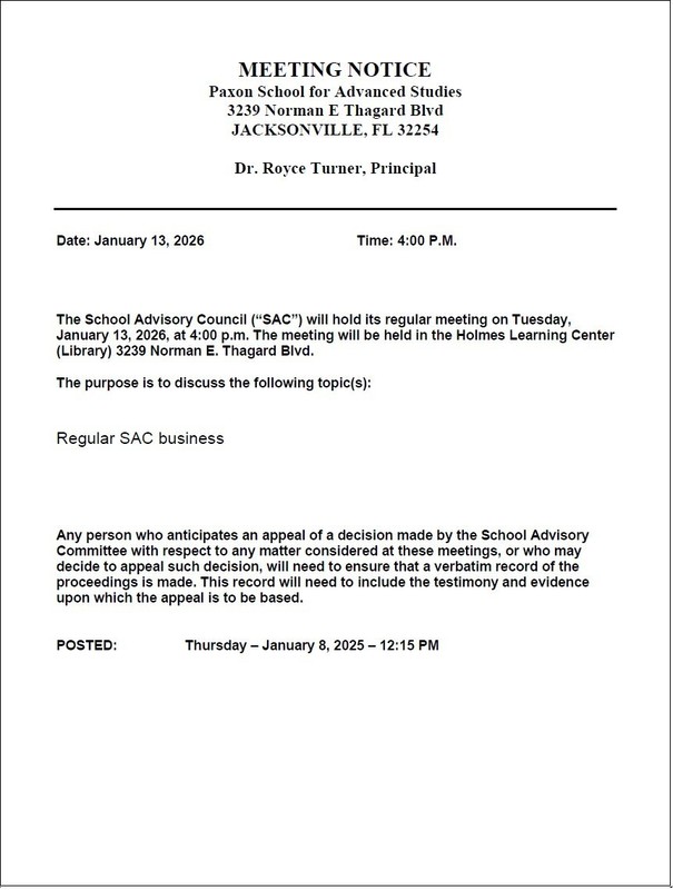SAC January 2026 Meeting Notice