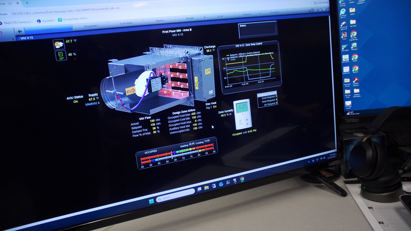 Computer screen close up of HVAC part