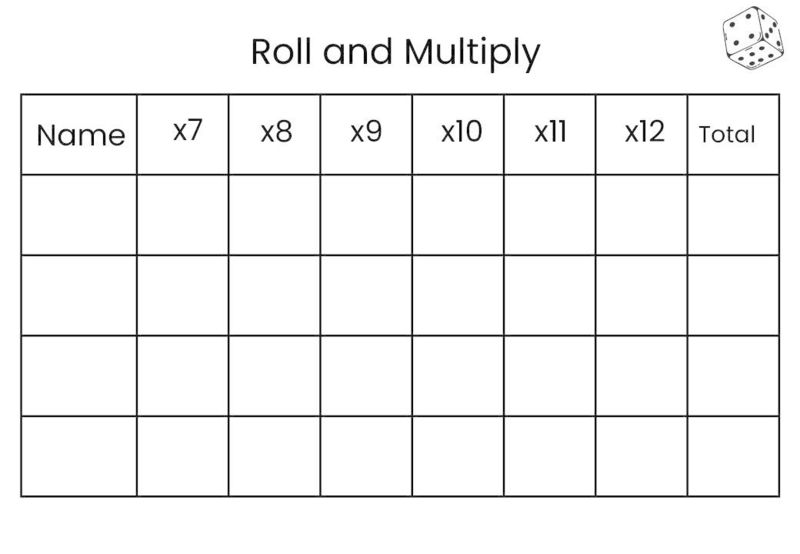 Roll and Multiply 7-12