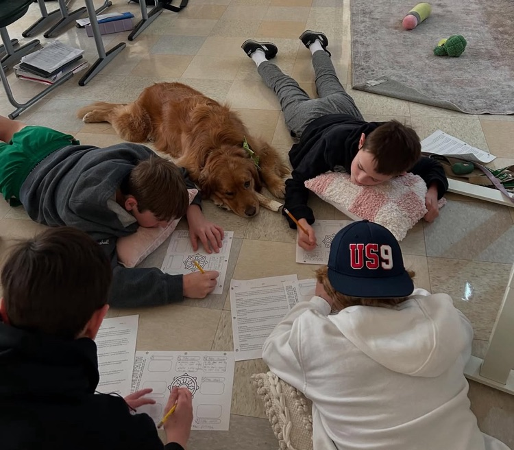 students with dog