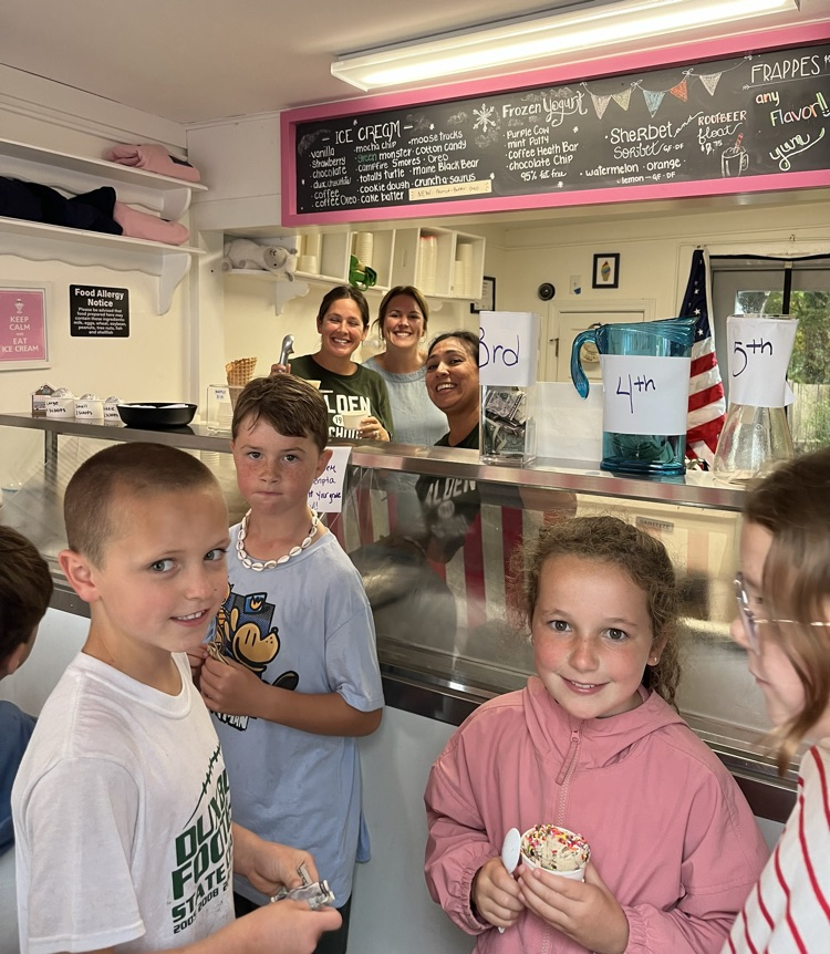 Alden school teachers and students at ice cream fundraiser