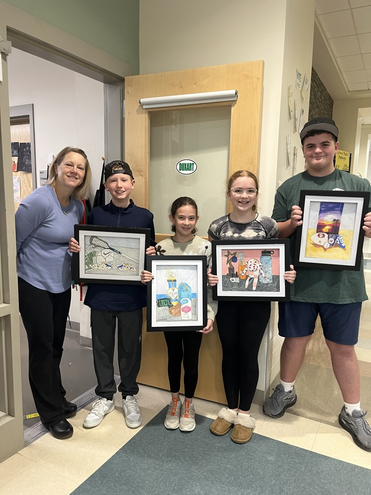 DMS Art students with their work