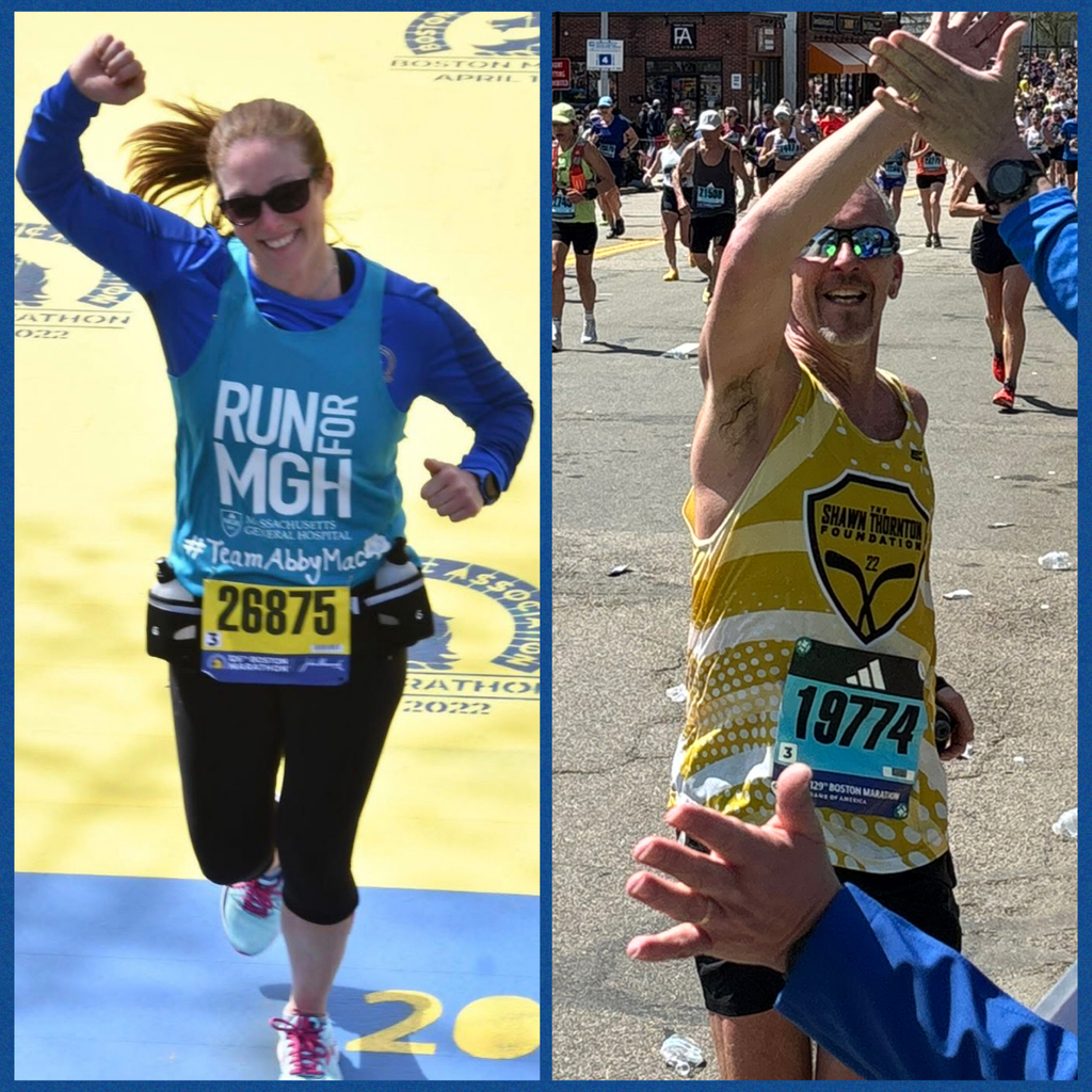 Shannon Jones and Dan Somes running Boston Marathon