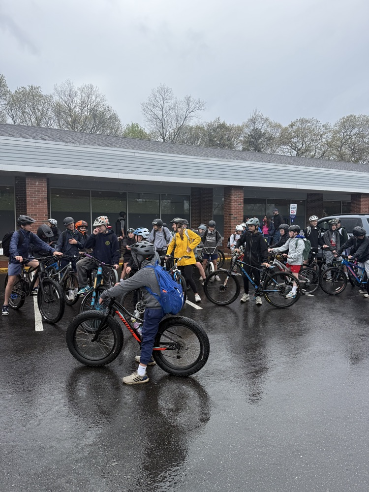 Students lining up for bike to school day