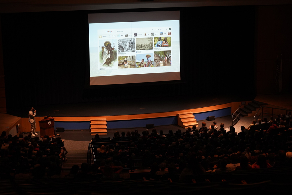 Author Joseph Lee speaking at Duxbury High School