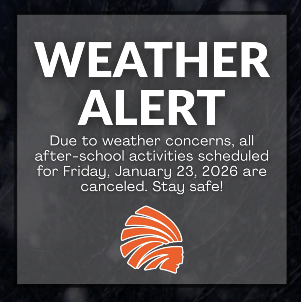 Due to weather concerns, all after-school activities, including Choctaw Childcare, scheduled for Friday, January 23, 2026, are canceled. Please stay warm and safe! ❄️