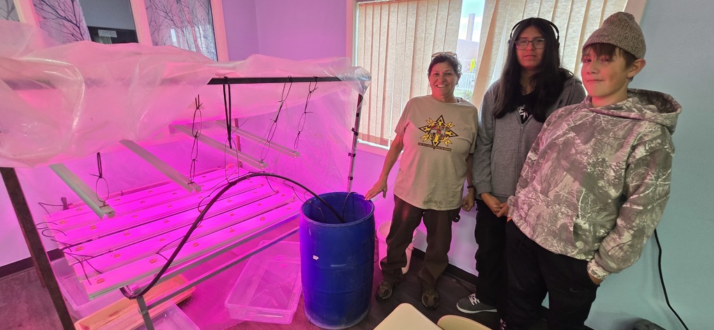 Pictured are C-EB FFA Food Sovereignty Coordinator Frankie Johnson, C-EB FFA President Jhett Real Bird, and C-EB FAA Treasurer Adrian Whiteman.
