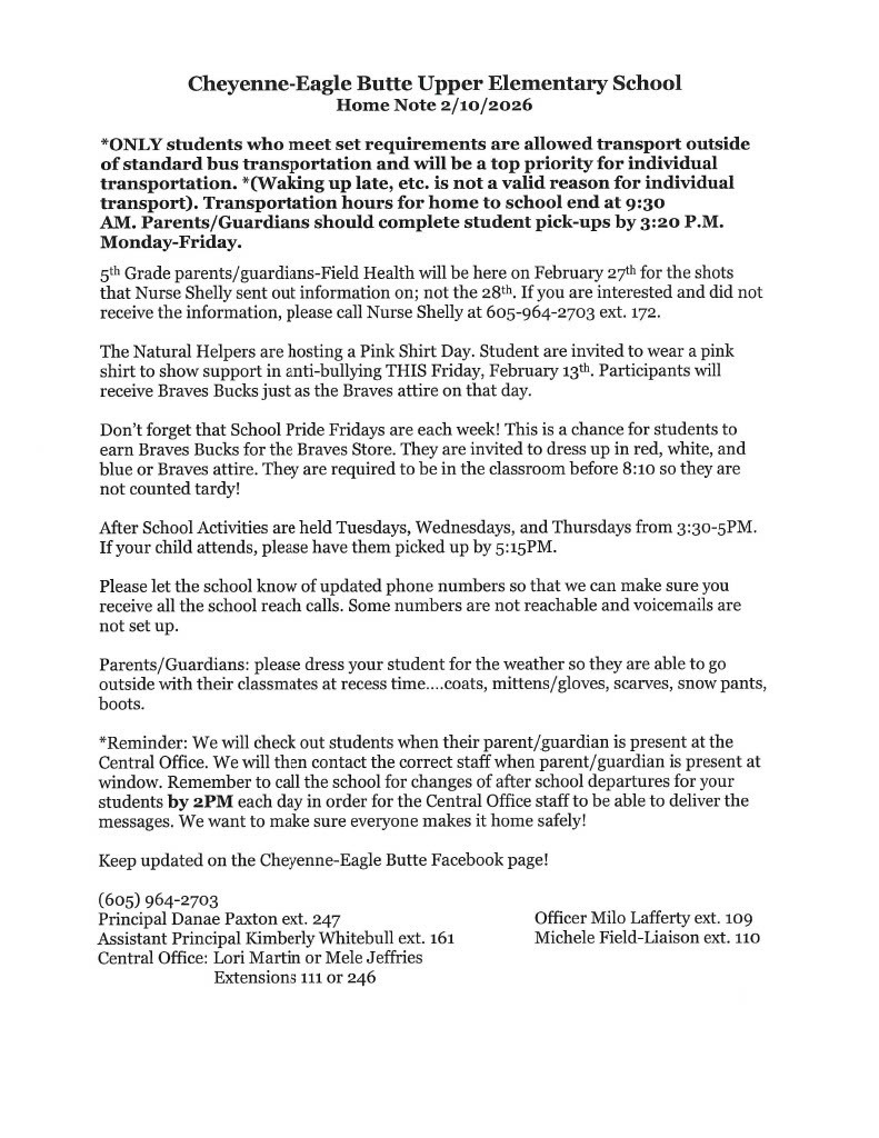 Upper Elementary Home Note 2/10/26