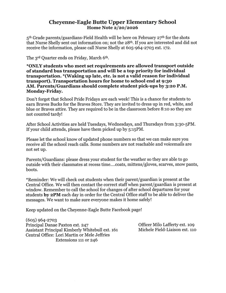 UE Home Note 2/20/26