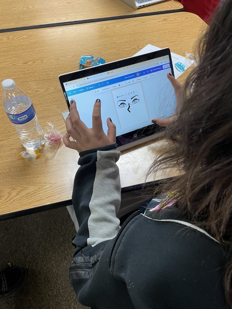 Student is designing a coloring page