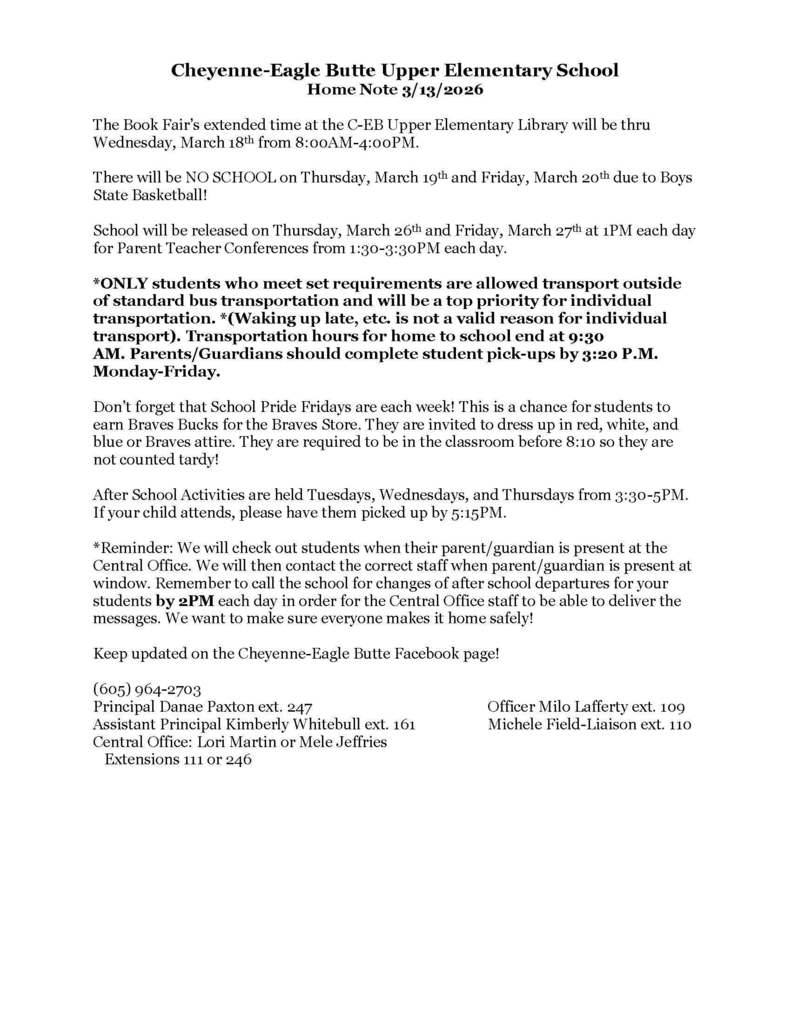 C-EB Upper Elementary Home Note