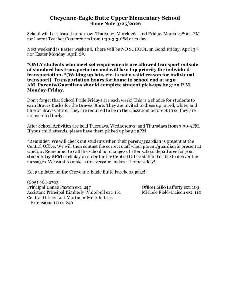 C-EB Upper Elementary Home Note 3/25/26