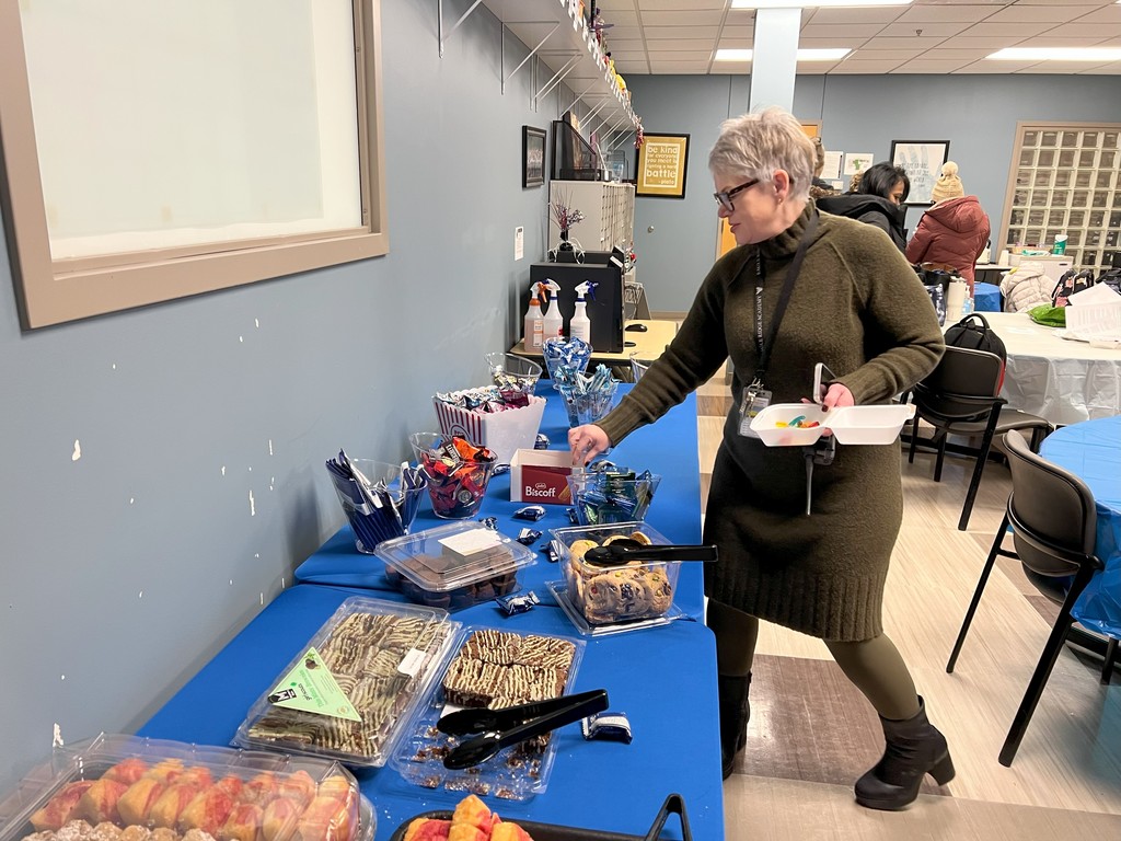 woman serving herself food