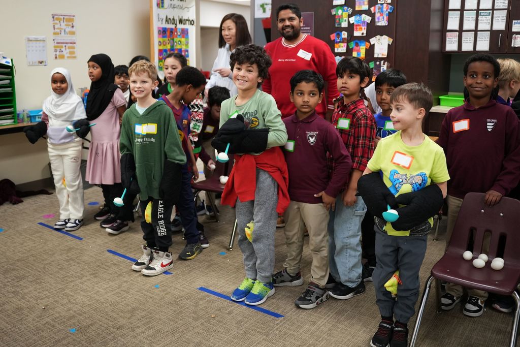 students doing winter activity