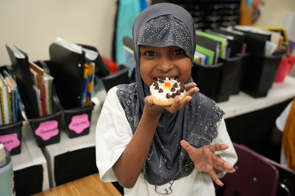 student with winter treat