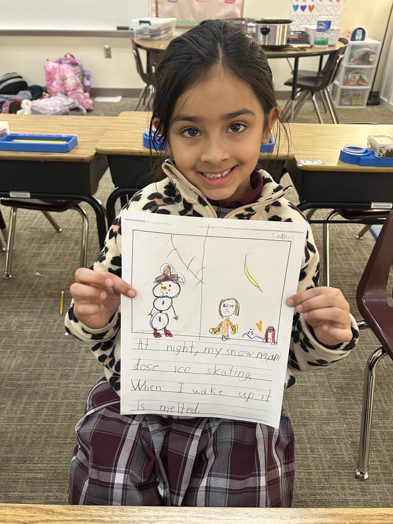 student with a drawing