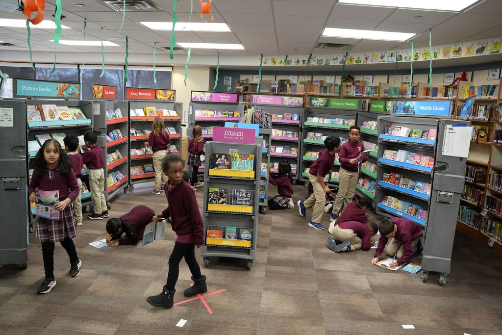 students at book fair