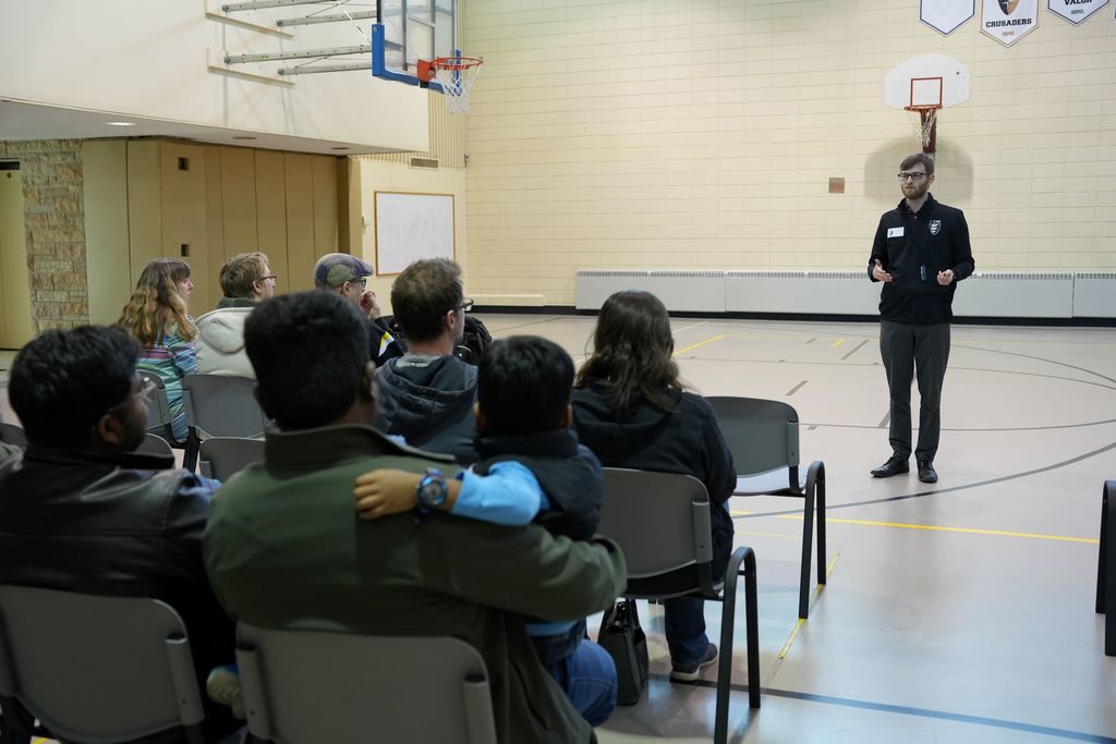 principal rehwaldt speaking to families