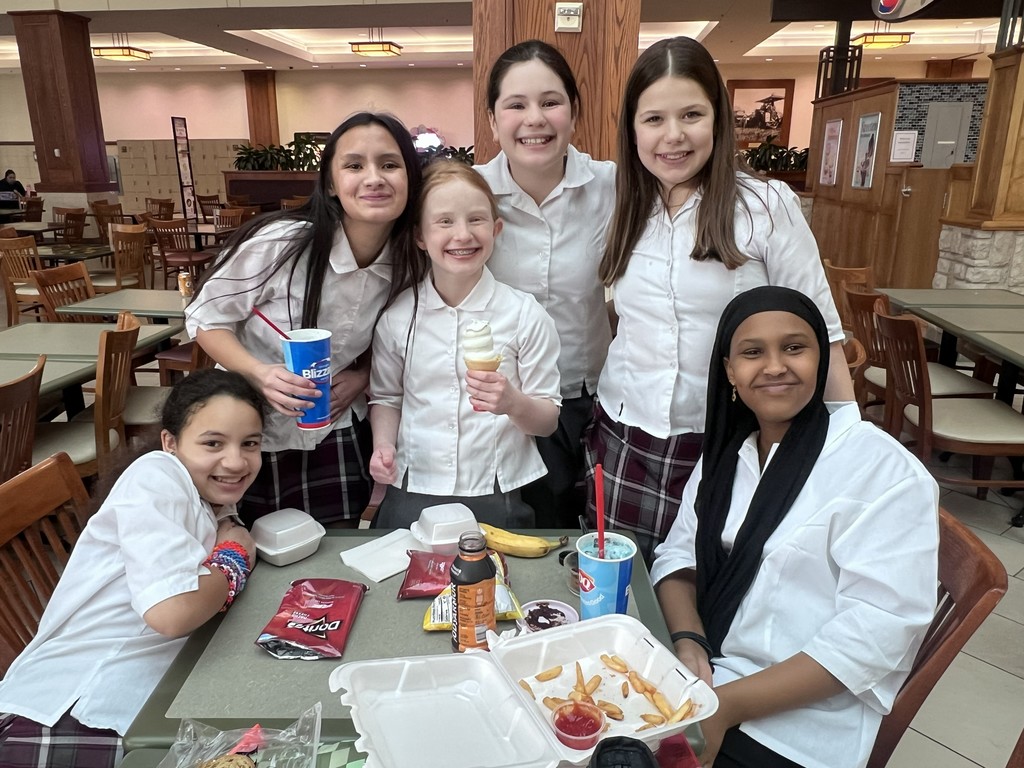 students in food court
