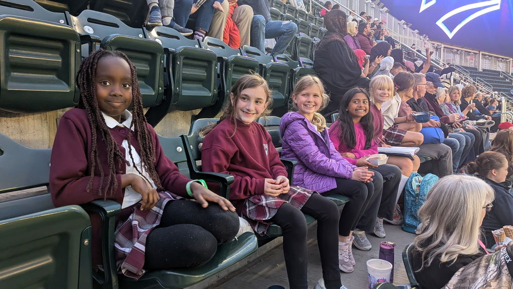 students at target field