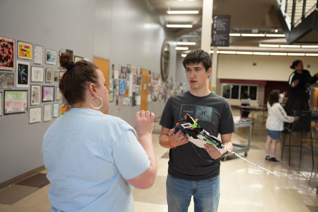 student with art
