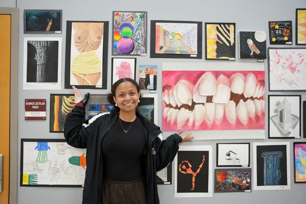 artist with artwork
