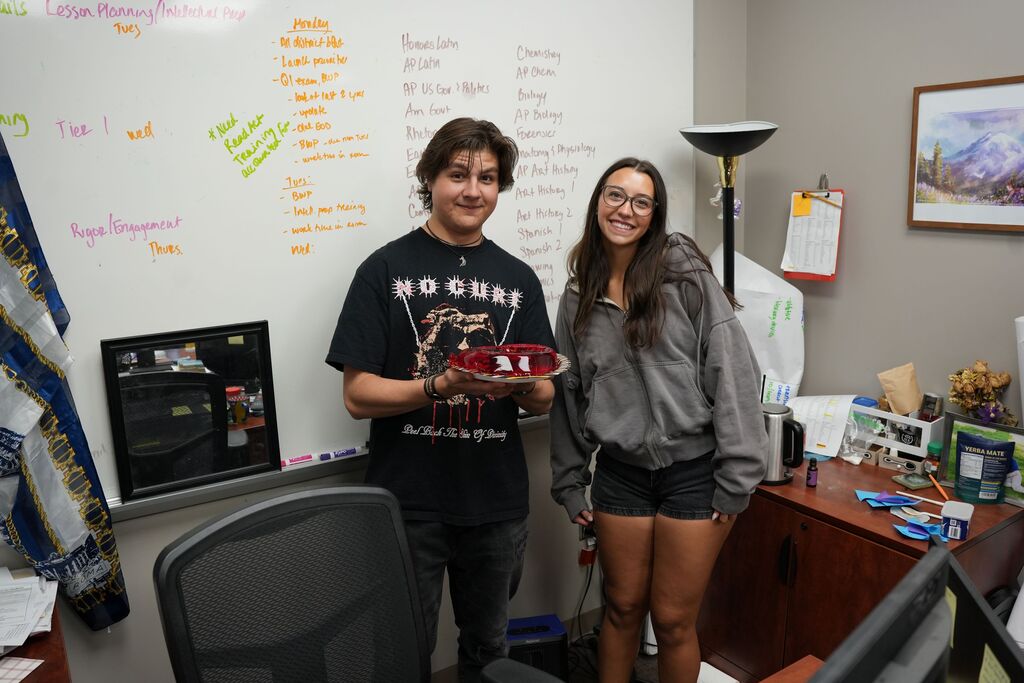 students with jello cake