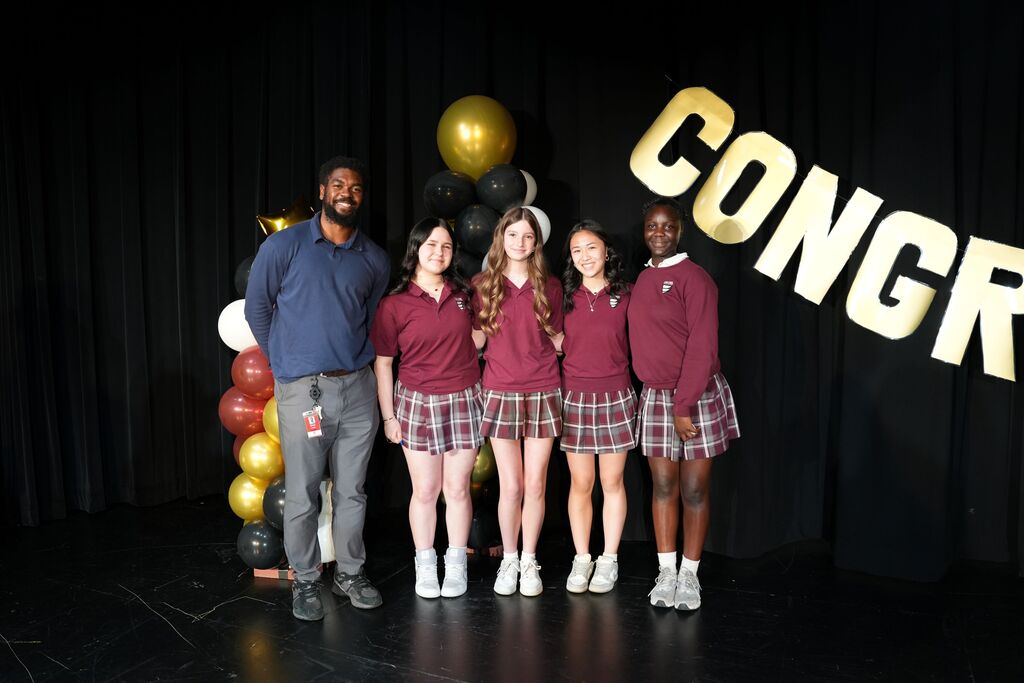 eighth grade girls with assistant principal lukas