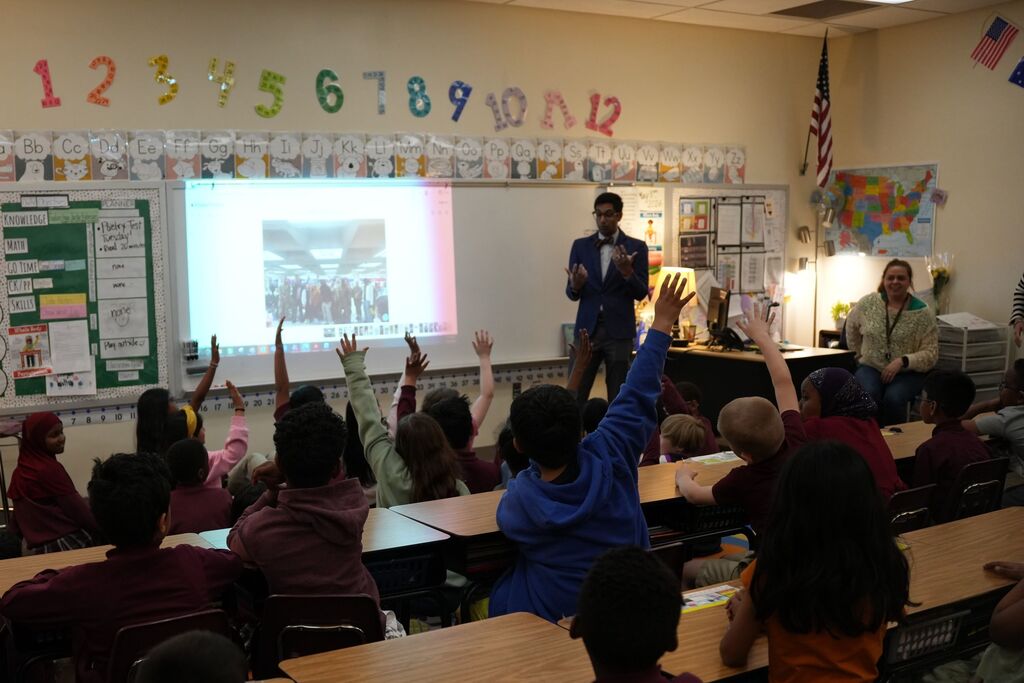 veteran talking to class