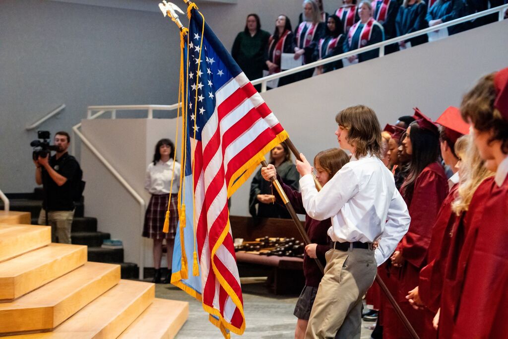 flag at graduation