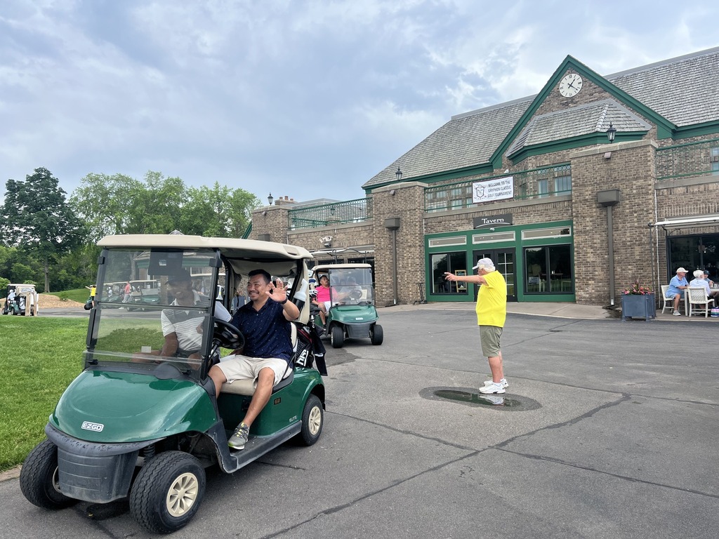 chef steve in golf cart