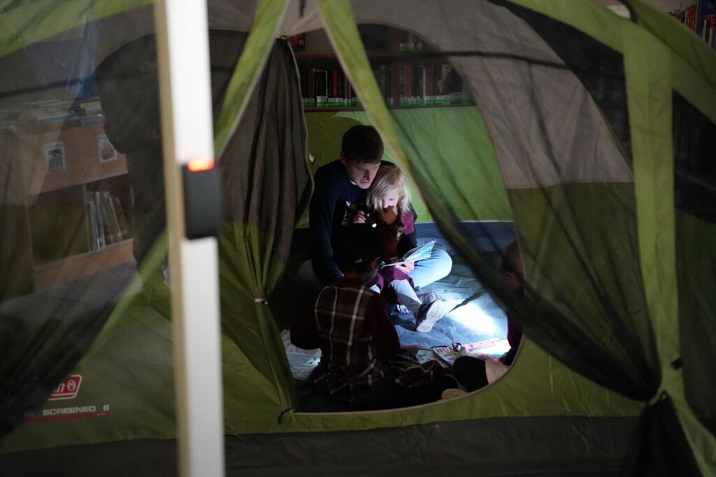 reading in tent