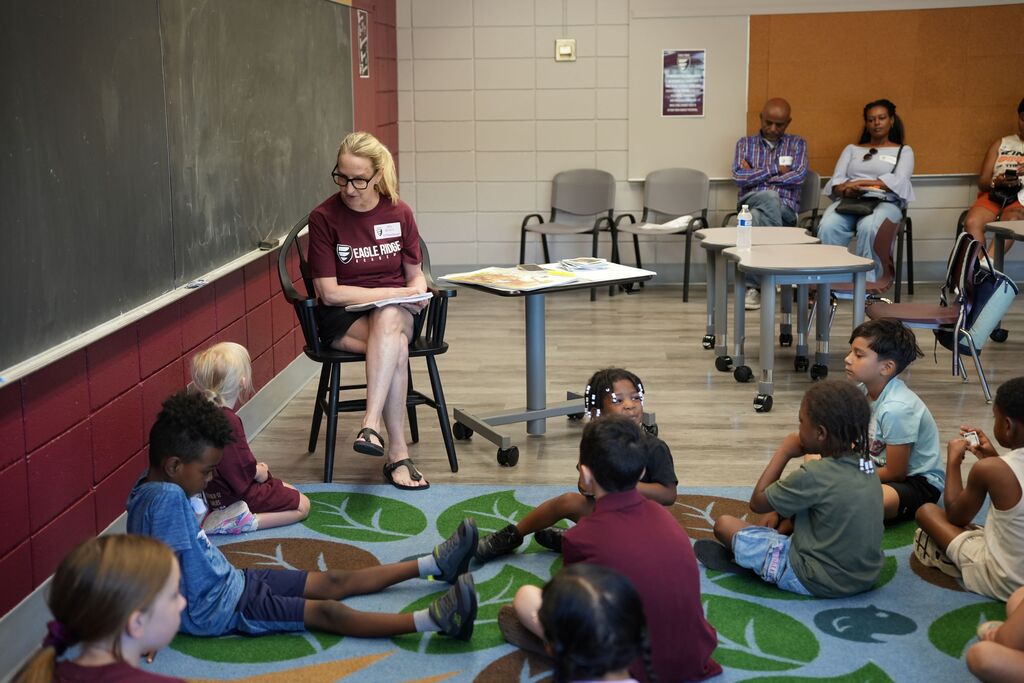 group on first grade carpet