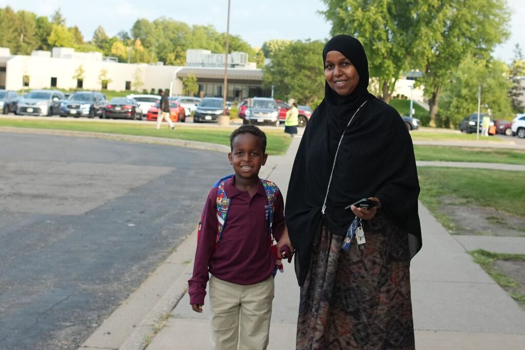 student with mom