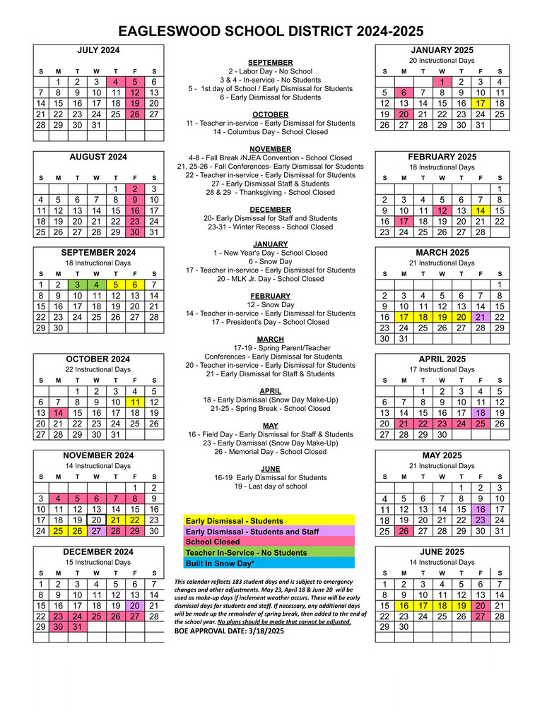 revised calendar