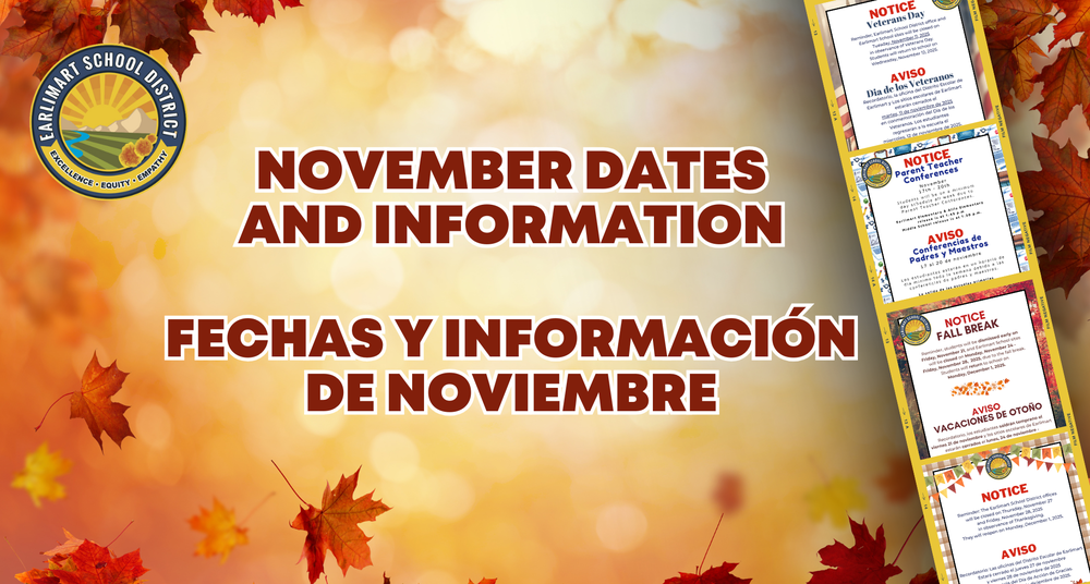 November dates and notices, fallling leaves and flyers. all written information in the article