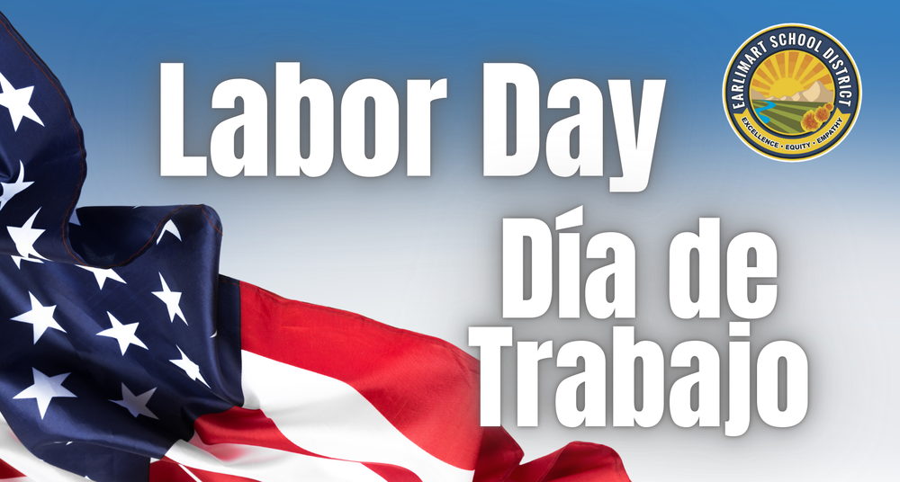 labor day notice, ESD logo, USA flag