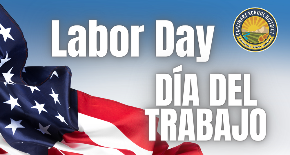 labor day notice, ESD logo, USA flag
