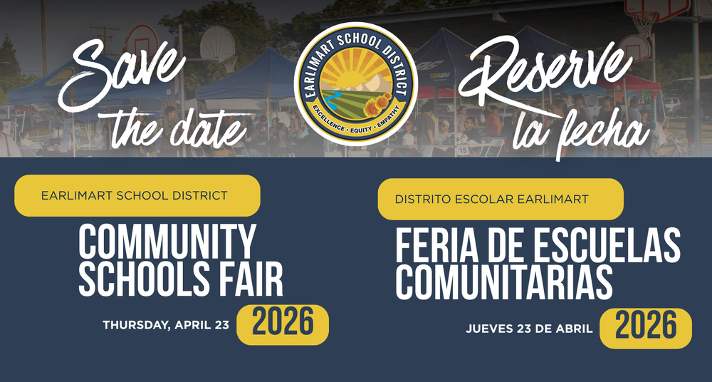 Header image: Community Schools Fair Earlimart School District Save the date 2026