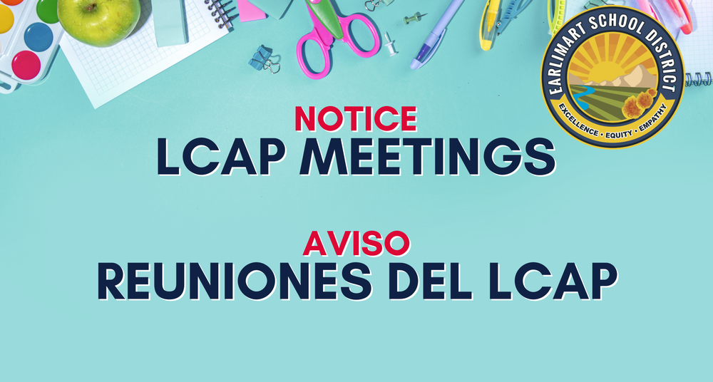 "LCAP Meetings" Header image with school supplies