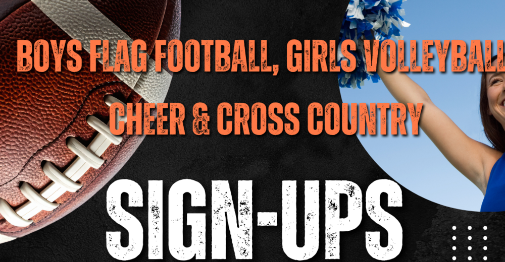 Image includes information about EMS Fall Sports Sign-ups