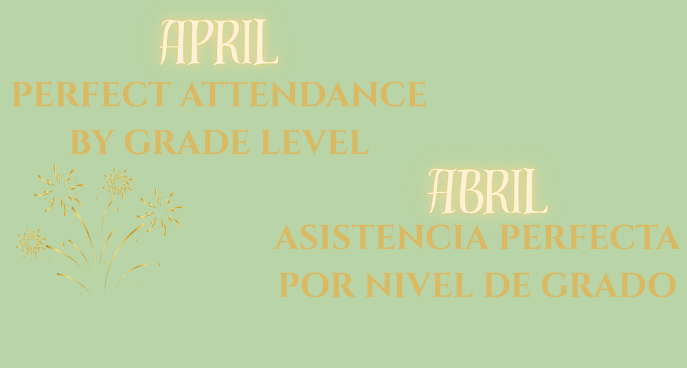 april perfect attendance by grade level with celebration icon