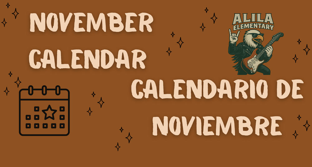 calendar for november with school logo rock n roll them