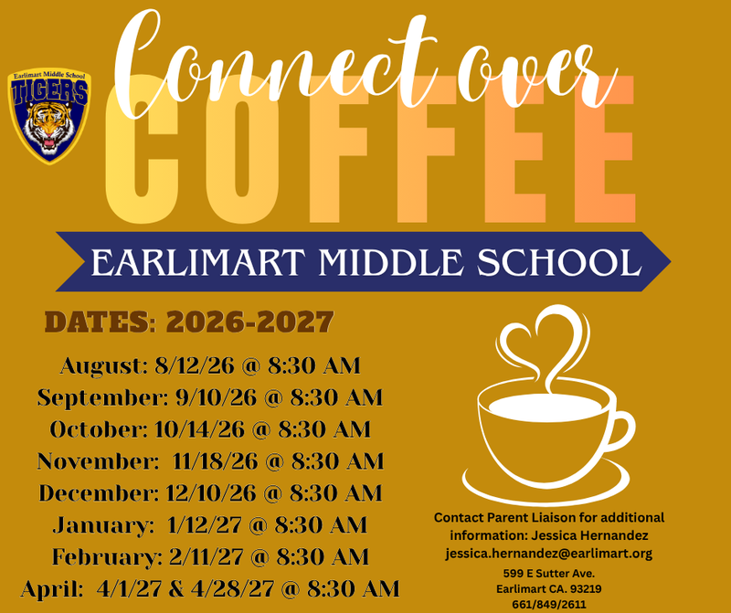 Image includes Connections over coffee dates and times for the 26-27 school year
