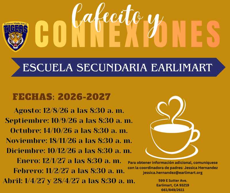 Image includes Connections over coffee dates and times for the 26-27 school year